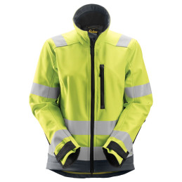 Vêtement de travail AllroundWork, Veste Softshell pour femme, haute visibilité, Classe 2/3 personnalisable