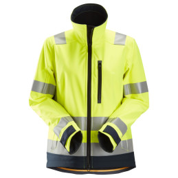 Vêtement de travail AllroundWork, Veste Softshell pour femme, haute visibilité, Classe 2/3 personnalisable