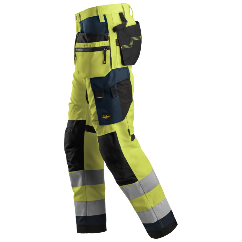 Vêtement de travail AllroundWork, Pantalon+ haute visibilité avec poches holster, Classe 2 personnalisable