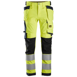 Vêtement de travail AllroundWork, Pantalon en tissu extensible avec poches holster, haute visibilité, Classe 2 personnalisable