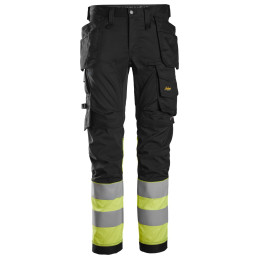 Pantalon en tissu extensible avec poches holster haute visibilité, Classe 1