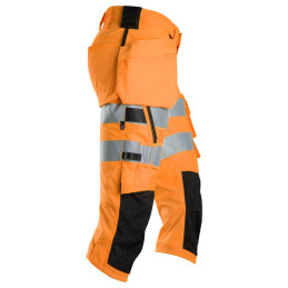 Vêtement de travail Pantacourt en tissu extensible avec poches holster haute visibilité, Classe 1/2 personnalisable