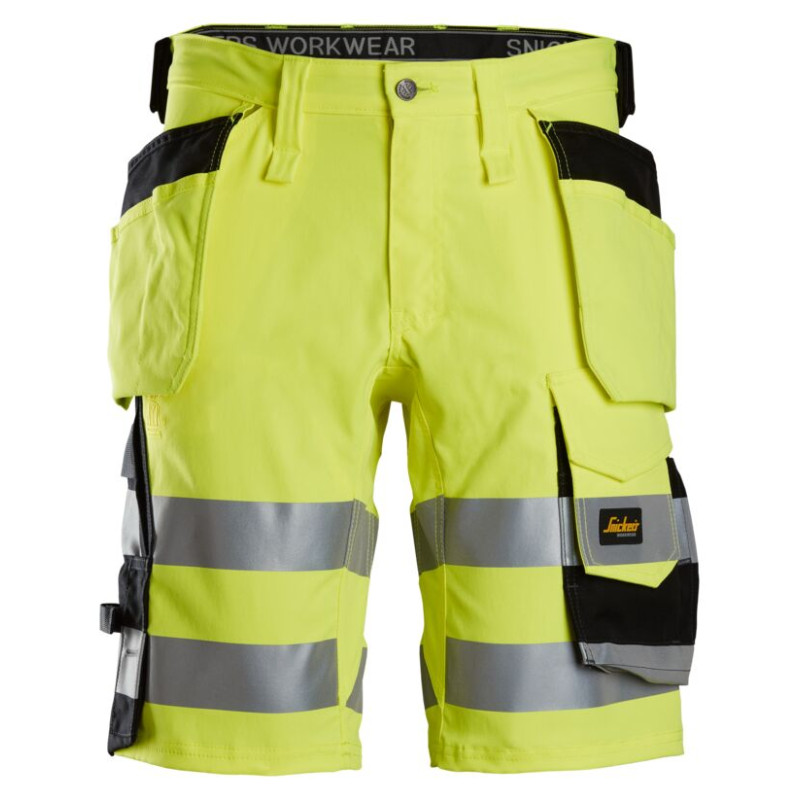 Vêtement de travail Short en tissu extensible avec poches holster haute visibilité, Classe 1 personnalisable