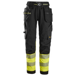 Pantalon de travail en tissu extensible avec poches holster haute visibilité, Classe 1