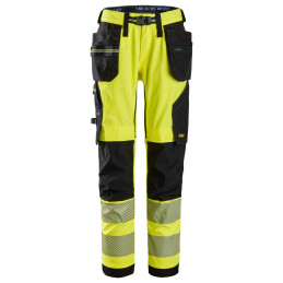 Pantalon de travail en tissu extensible avec poches holster haute visibilité, Classe 2