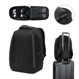 YANGON BPACK. Sac à dos antivol, en twill avec revêtement hydrofuge et polyester recyclé haute densité 600D, pour ordinateur por