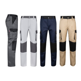VL NJORD. Pantalon sergé, bicolore, multipoches (240 g/m²), en coton (35%) et polyester (65%)