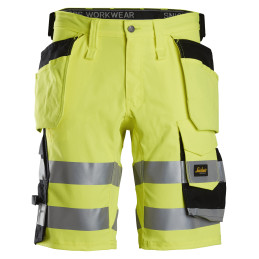 Vêtement de travail Short en tissu extensible avec poches holster haute visibilité, Classe 1 personnalisable