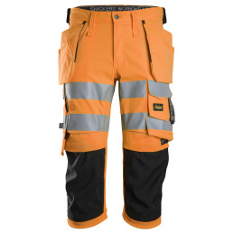 Pantacourt en tissu extensible avec poches holster haute visibilité, Classe 1/2