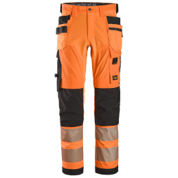 Pantalon en tissu extensible 4 directions avec poches holster, haute visibilité, Classe 2