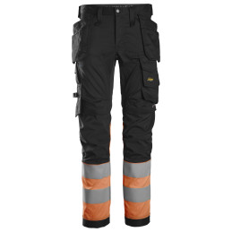 Pantalon en tissu extensible avec poches holster haute visibilité, Classe 1