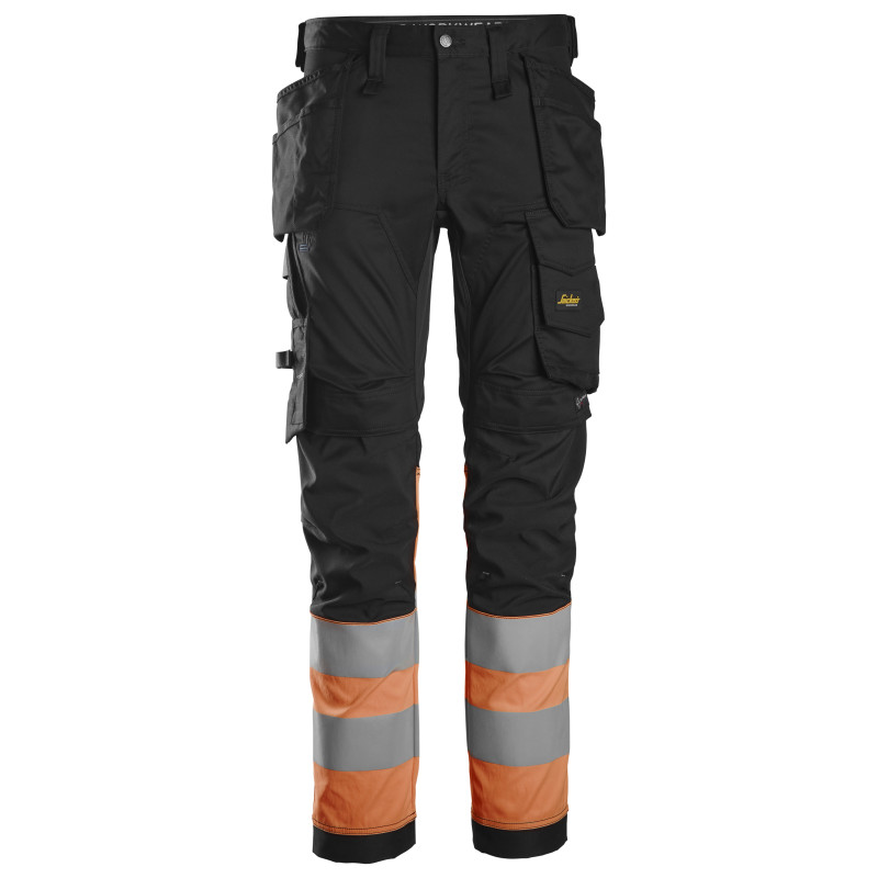 Vêtement de travail Pantalon en tissu extensible avec poches holster haute visibilité, Classe 1 personnalisable