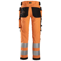 Vêtement de travail AllroundWork, Pantalon en tissu extensible avec poches holster, haute visibilité, Classe 2 personnalisable