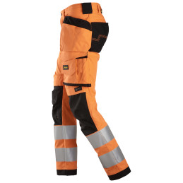 Vêtement de travail AllroundWork, Pantalon en tissu extensible avec poches holster, haute visibilité, Classe 2 personnalisable
