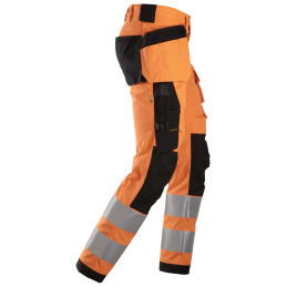 Vêtement de travail AllroundWork, Pantalon en tissu extensible avec poches holster, haute visibilité, Classe 2 personnalisable