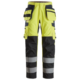 ProtecWork, Pantalon avec tibias renforcés et poches holster, haute visibilité, Classe 2