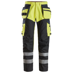 ProtecWork, Pantalon avec renforts à l’avant des jambes et poches holster, haute visibilité Classe 1