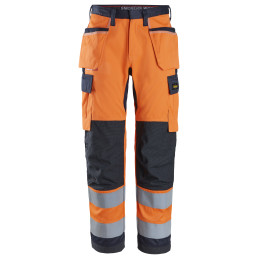 ProtecWork, pantalon de travail extensible avec poches holsters haute visibilité Classe 2
