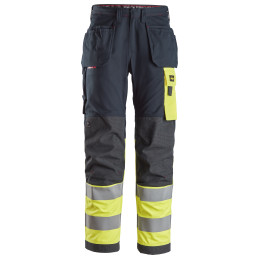 ProtecWork, Pantalon de travail avec poches holsters, haute visibilité, Classe 1