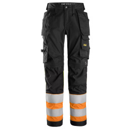 Pantalon en tissu extensible pour femme avec poches holster haute visibilité, Classe 1