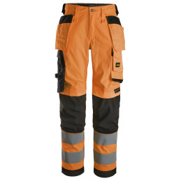 Pantalon en tissu extensible pour femme avec poches holster haute visibilité, Classe 2