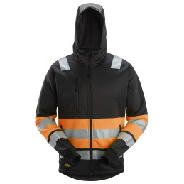 Sweat à capuche avec fermeture à glissière, haute visibilité Classe 1