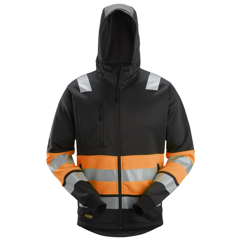 Vêtement de travail Sweat à capuche avec fermeture à glissière, haute visibilité Classe 1 personnalisable