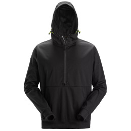 Sweat-shirt à capuche demi-zippé en tissu extensible et coupe-vent