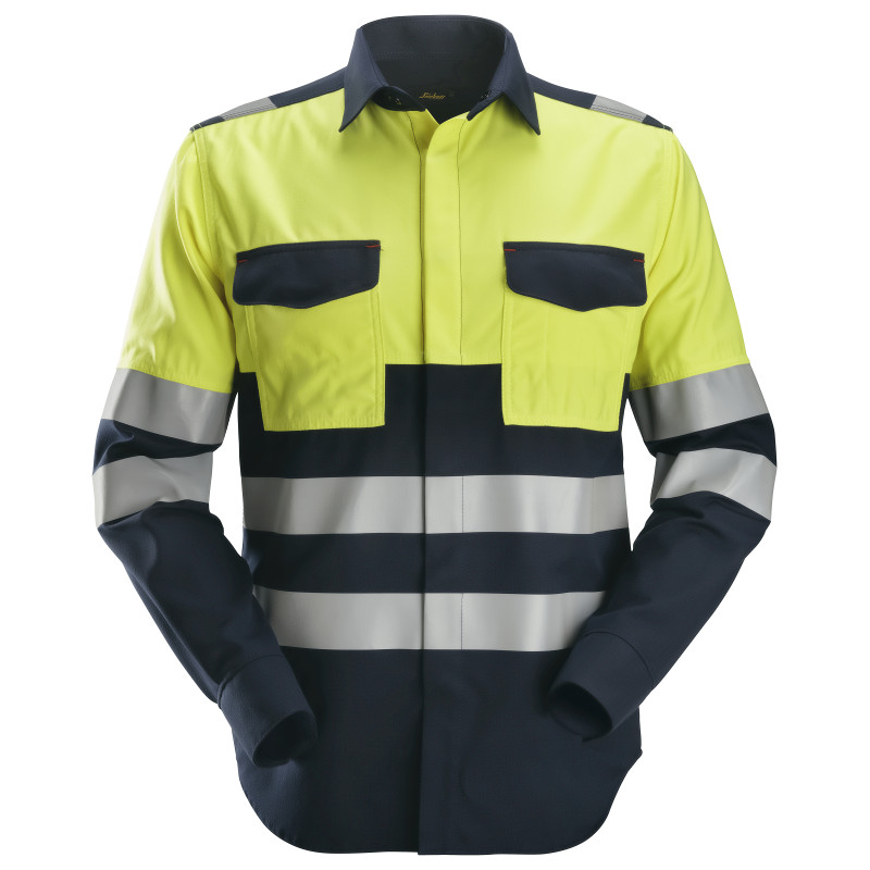 Vêtement de travail ProtecWork, Chemise de soudeur manches longues haute visibilité, Classe 1 personnalisable