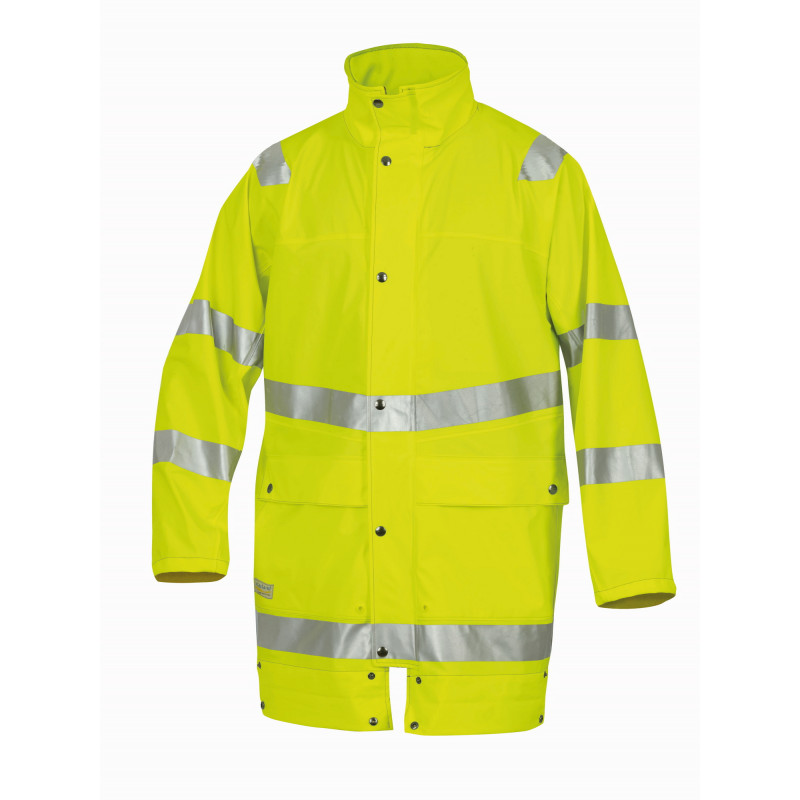 Vêtement de travail Veste de pluie (en PU) EN ISO 20471 cl. 2 & EN 343 cl. 3/1 personnalisable