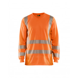 Vêtement de travail T-shirt manches longues haute visibilité col v anti-UV personnalisable